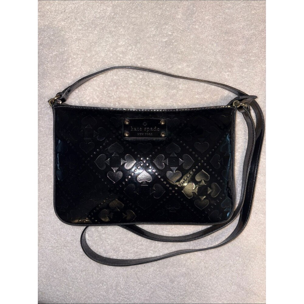 Kate Spade Beale Street Toni Embossed Black Patent PVC Crossbody Bag